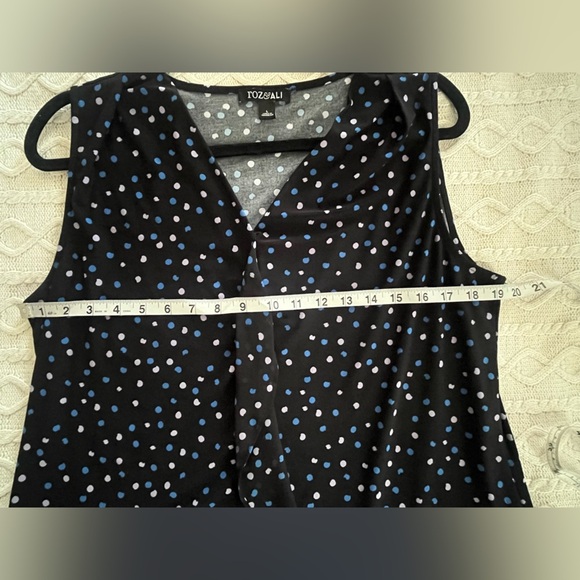 Roz & Ali Navy Polka Dot Women's Blouse Size Large - Picture 13 of 16